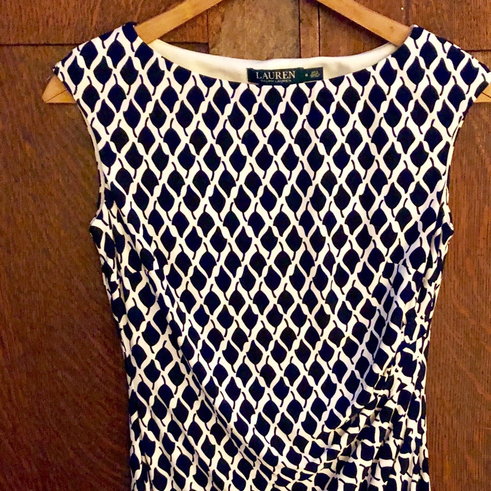 Ralph Lauren Navy and White Sleeveless Shift Dress
